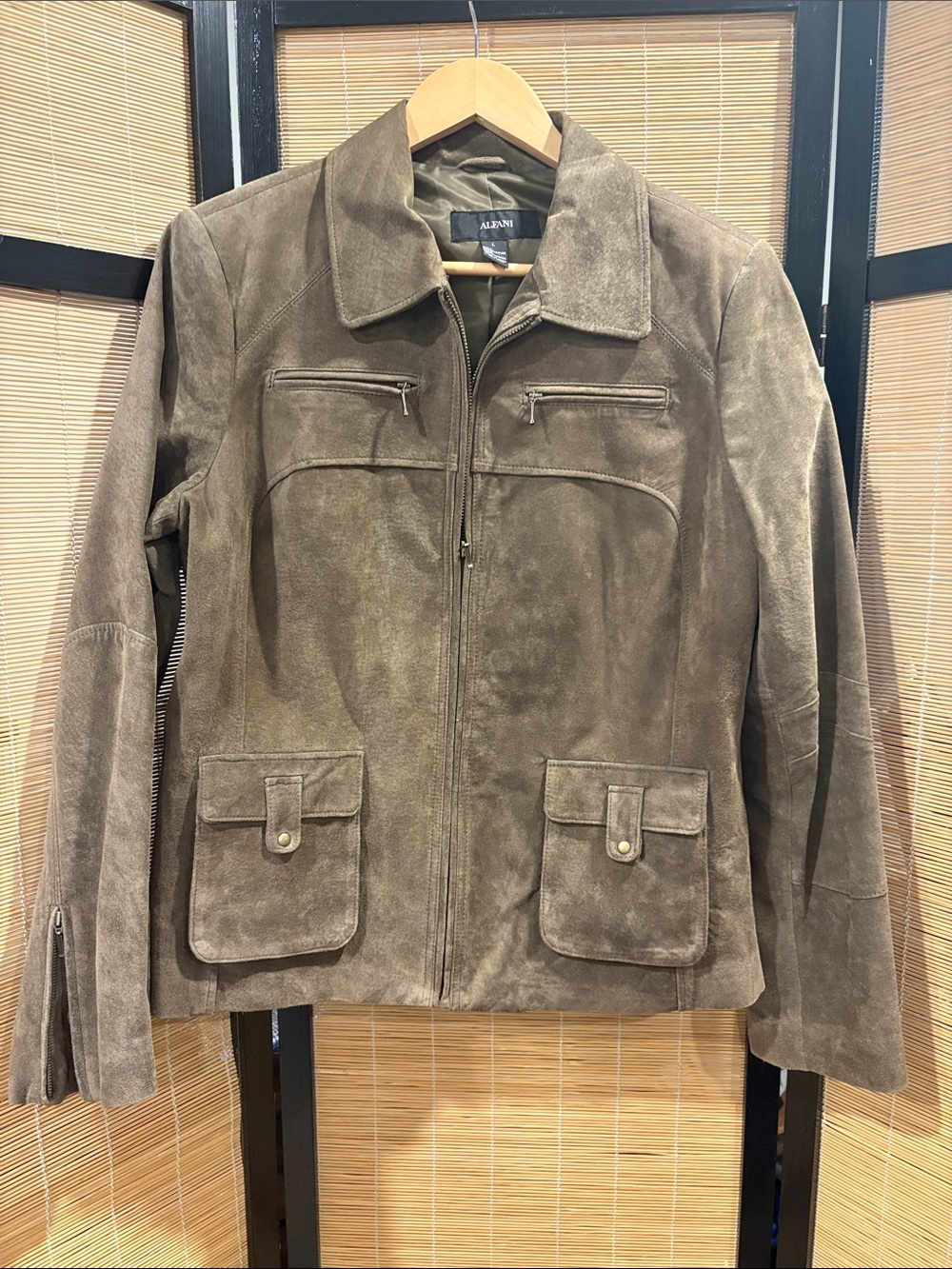 Alfani Olive/Brown Suede Field Jacket